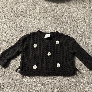 Black Cable Knit Kids Sweater